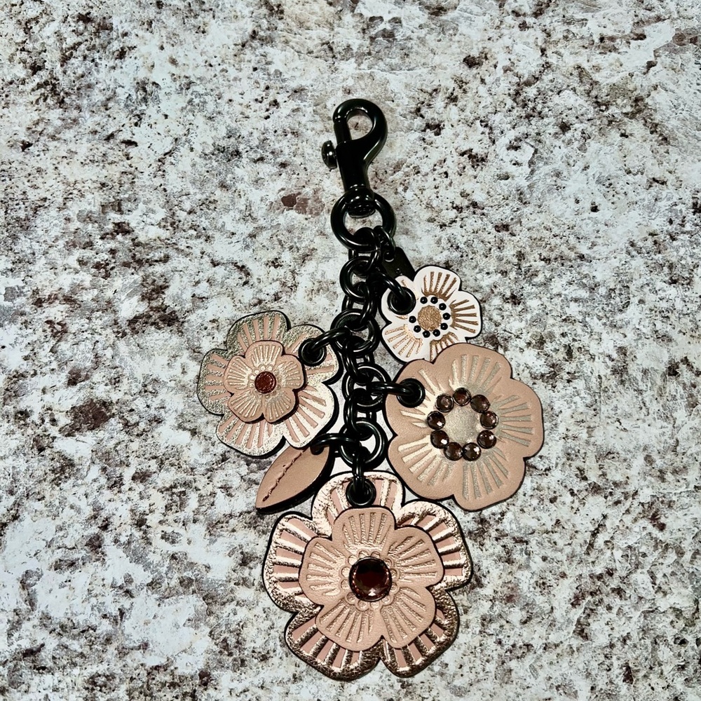 Coach Tea Rose Bag Charm Key Ring